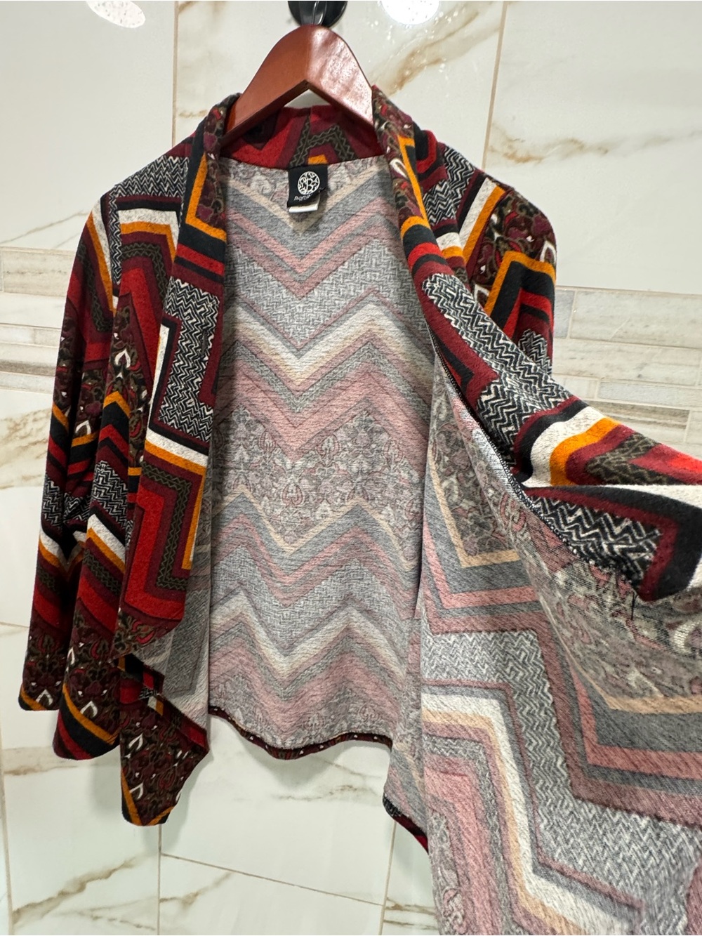 Bobeau Petite Geometric Print Open Front Cardigan Jacket Women’s large  Petite - Picture 7 of 13